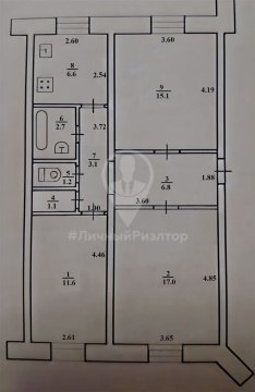 3-к квартира, 1/2 эт., 66м²